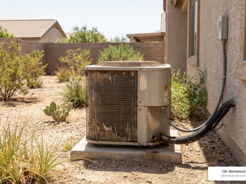 aging outdoor AC unit in Glendale AZ desert heat system fatigue