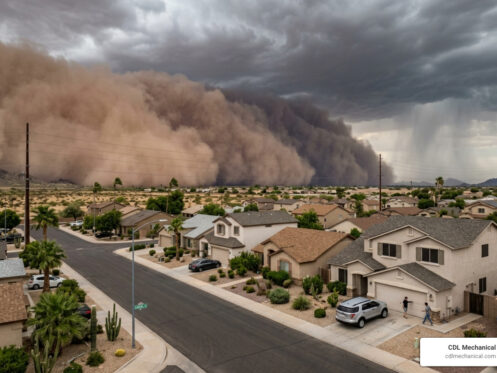Arizona monsoon season haboob approaching residential neighborhood in Glendale - how arizona monsoon season affects your