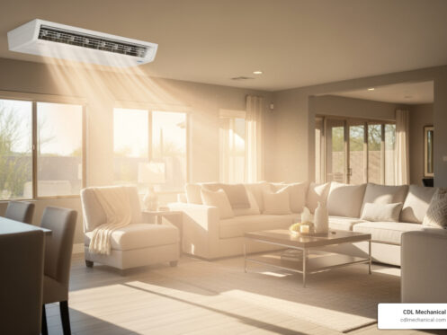 AC blowing warm air inside a home during desert heat in Glendale AZ
