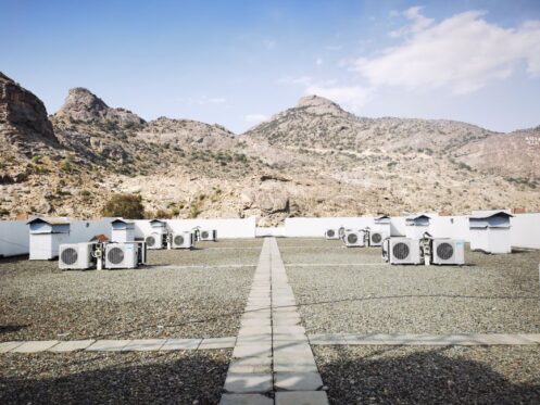 HVAC unit operating in desert heat outside a Glendale AZ home