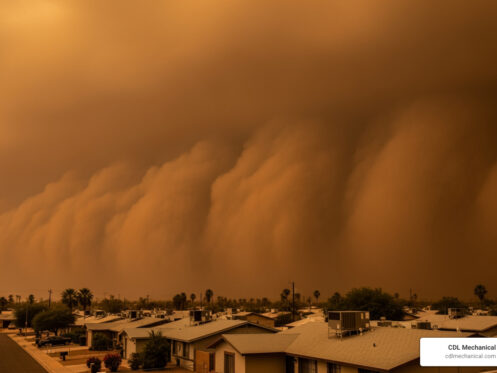haboob dust storm approaching Glendale residential neighborhood during Arizona monsoon season